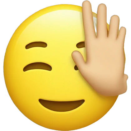 hugging face covering and showing ok hand in yellow emoji