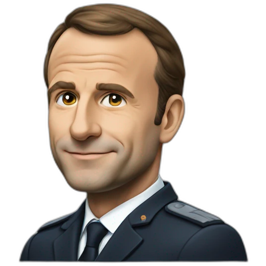 Macron avec le bras droit levé à 45 degrés emoji