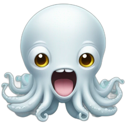cute white kraken with cute face shy blushing emoji