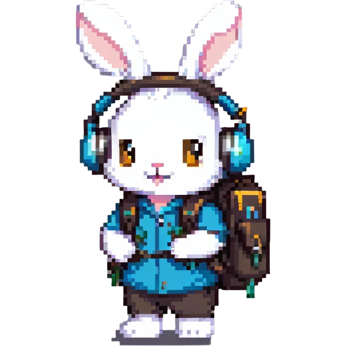 rabbit with headphones and backpack emoji