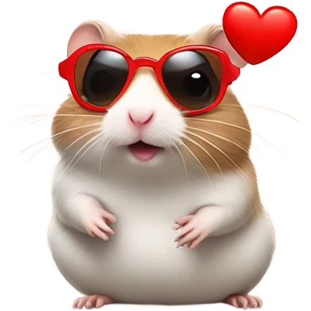  hamster with red heart sunglasses and poop emoji emoji