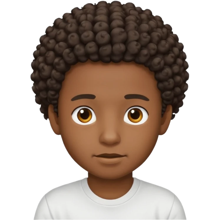 a black boy with a curly hair and a white t shirt  emoji