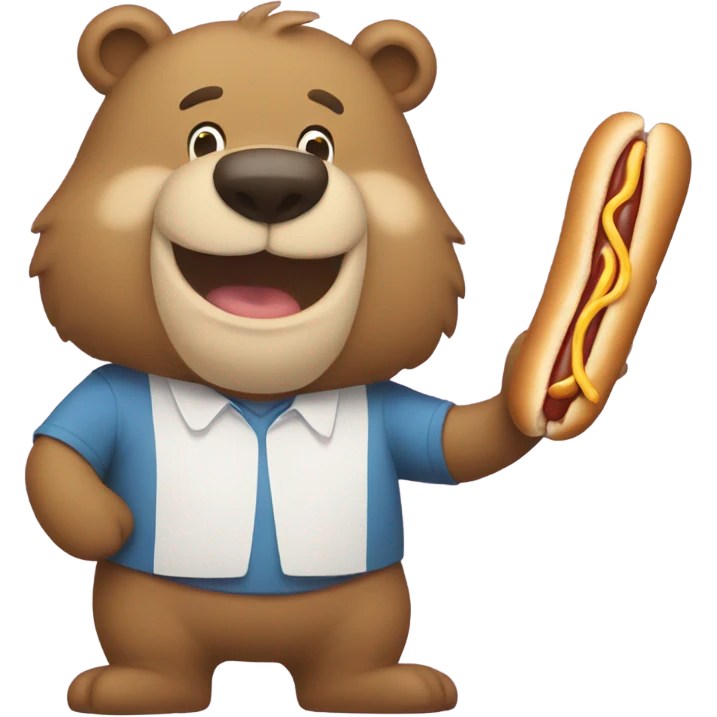 A bear with a hot dog standing next to a bunny   emoji