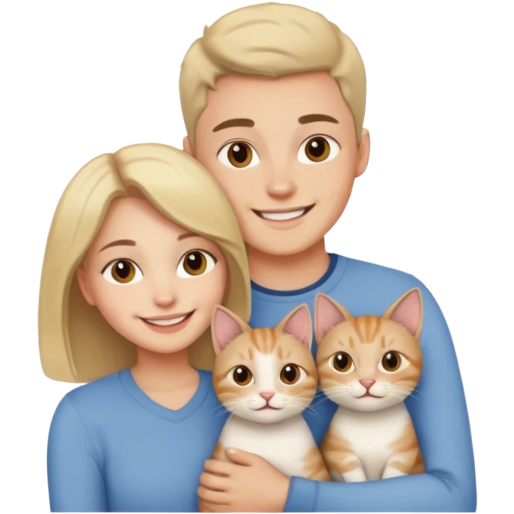 pareja joven con un gato emoji