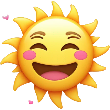 happy cute sun with pink hearts and pink bows around it emoji