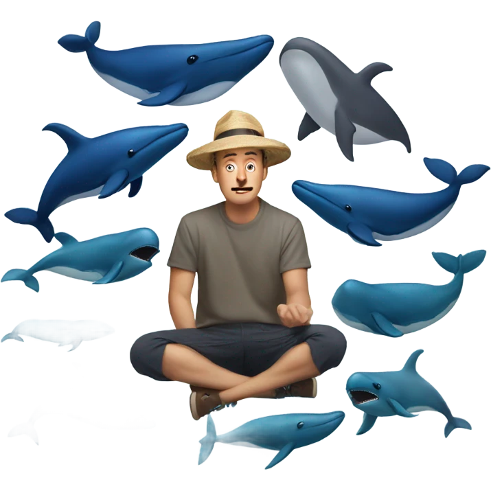 guy eating hat in a room full of whales emoji