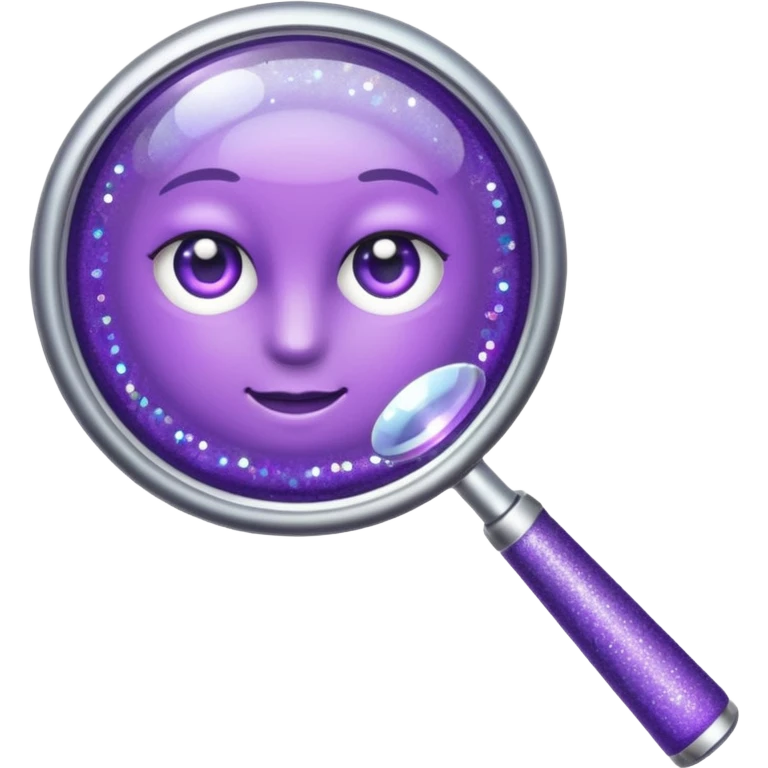 glitter purple and magnifying glass emoji