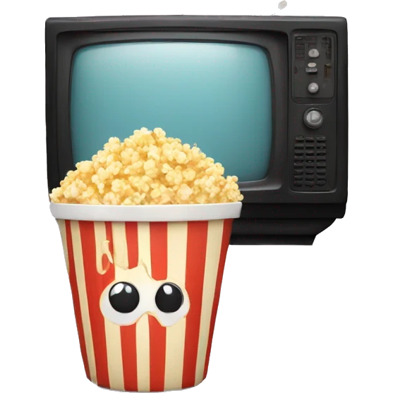 Popcorn in a striped cup with a TV emoji