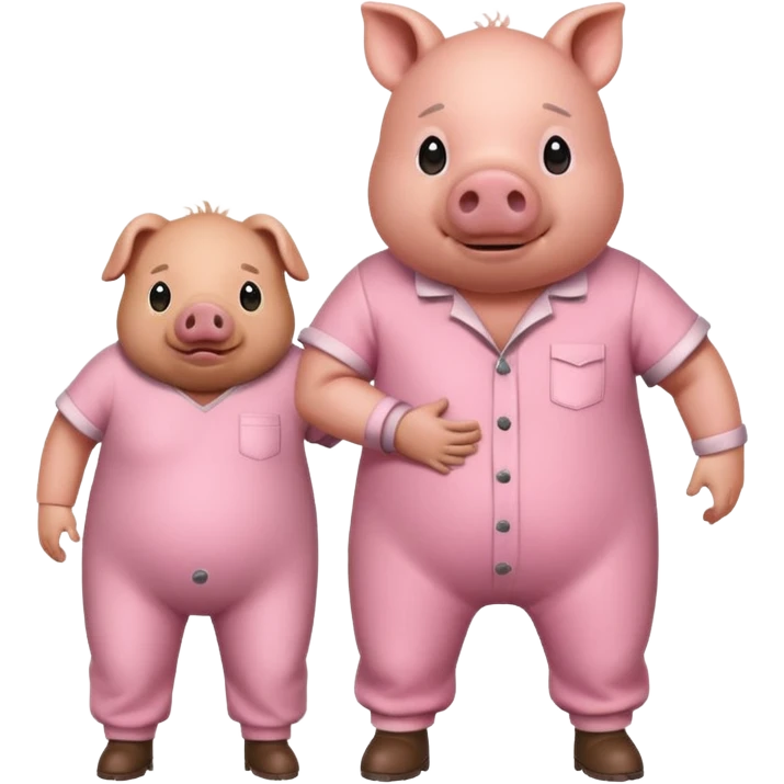 A pig in a prison jumpsuit getting humped by a larger hog emoji