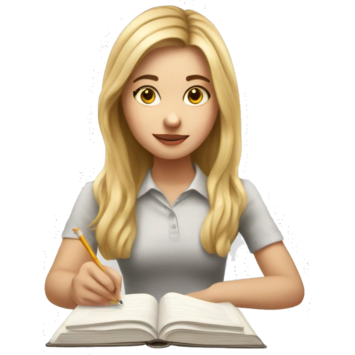 studing white girl doing her homework emoji