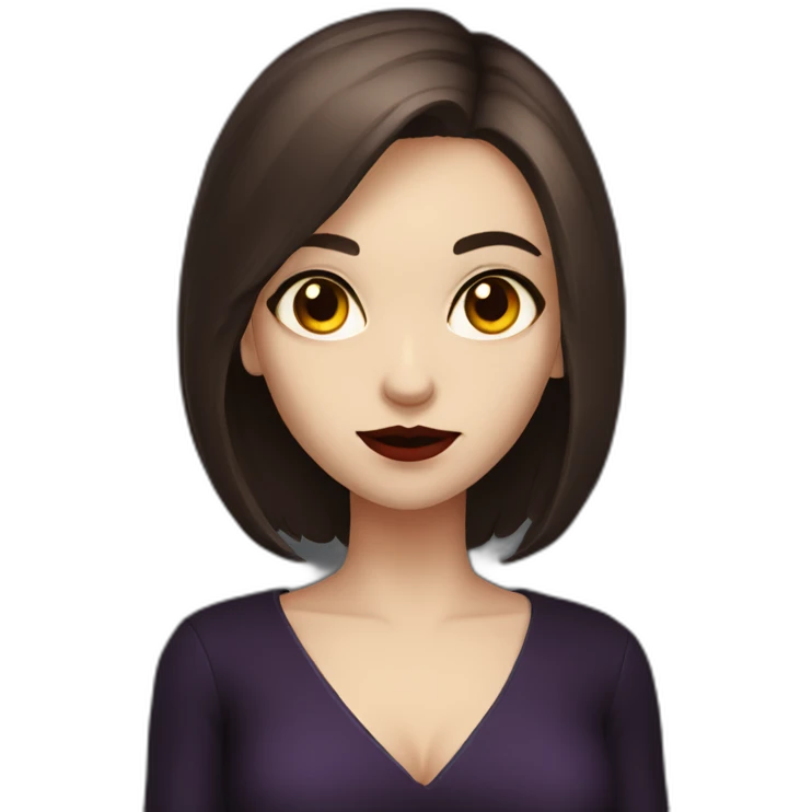 vampire girl with short brown hair, eyes-stars emoji