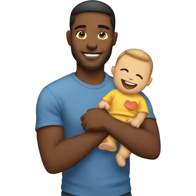 happy young father holding his infant emoji