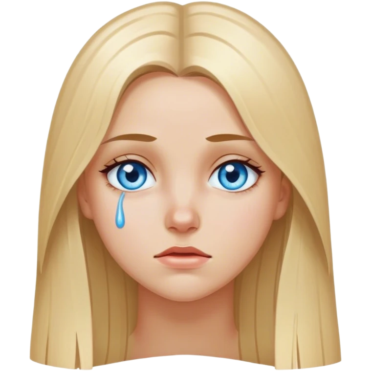 beautiful white girl with long straight blonde hair blue eyes crying  emoji