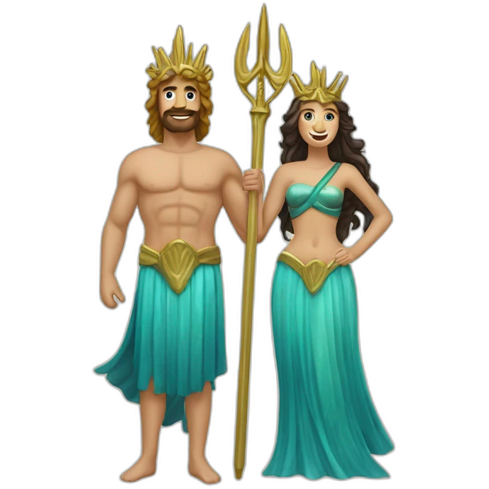 Couple poseidon (trident) et sirène emoji