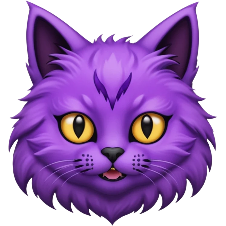 Scary purple cat with black eyes ans mouth emoji