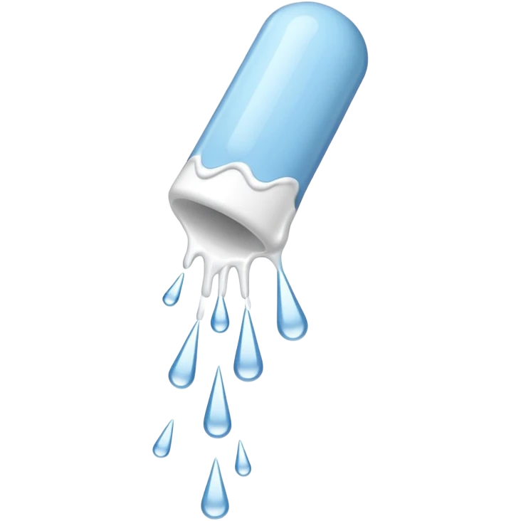 individual white glue white drops falling and dripping down out of a tube, all white emoji