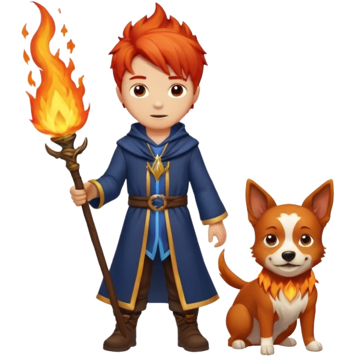 Boy and dog wizards of fire  emoji