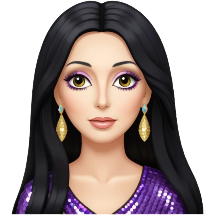 Cher with long black hair emoji
