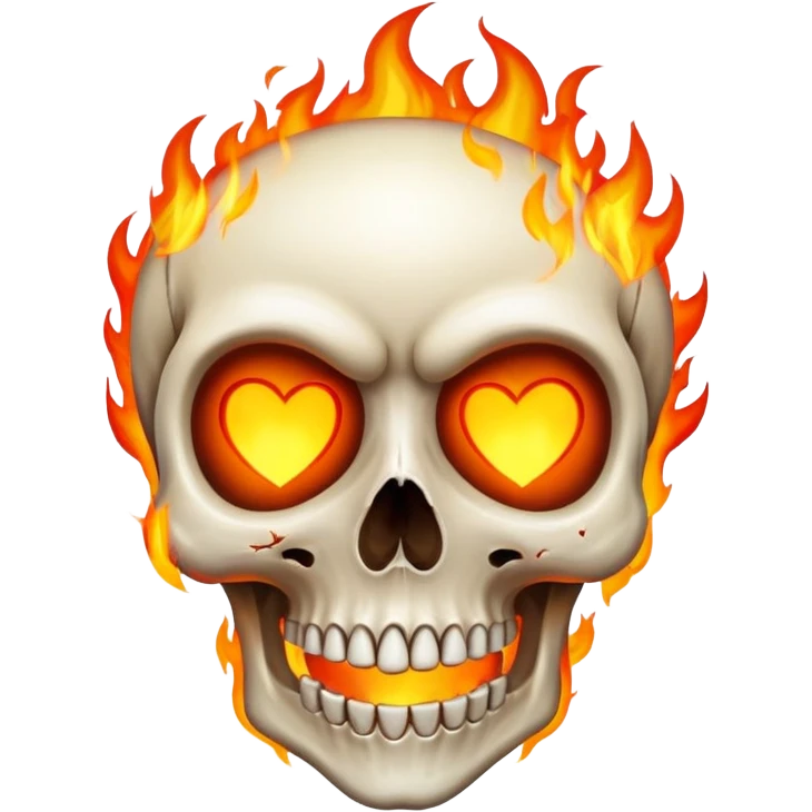 Heart Skull with Fire in eyes emoji