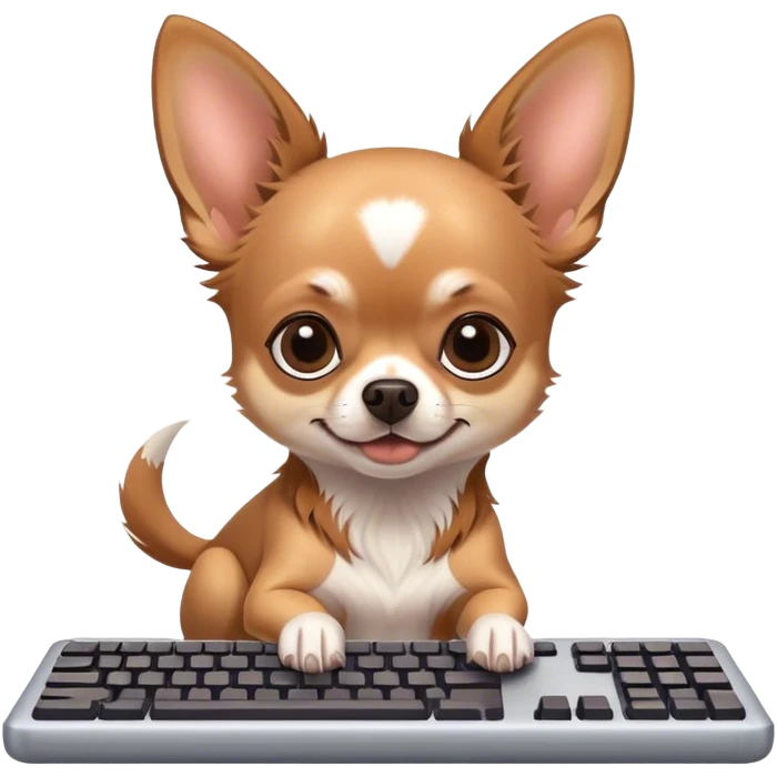 a chihuahua typing at a keyboard emoji