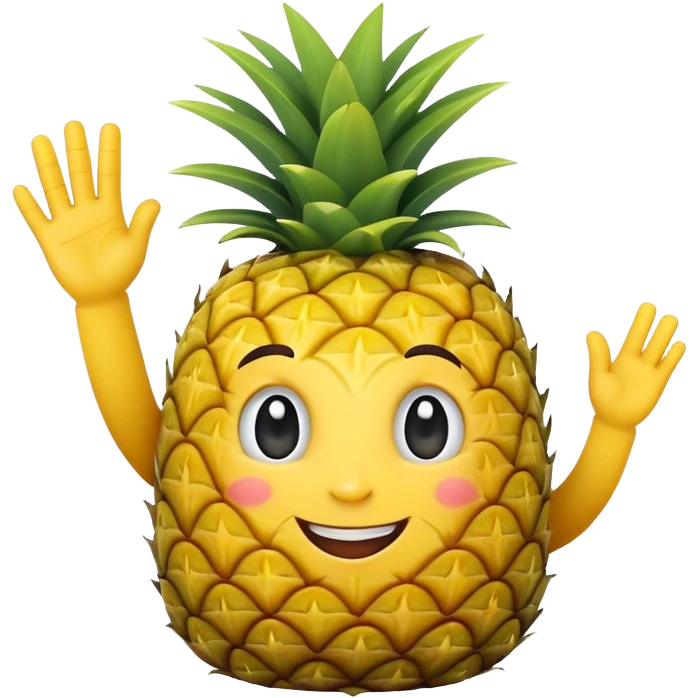 cartoon pineapple waving with one hand emoji
