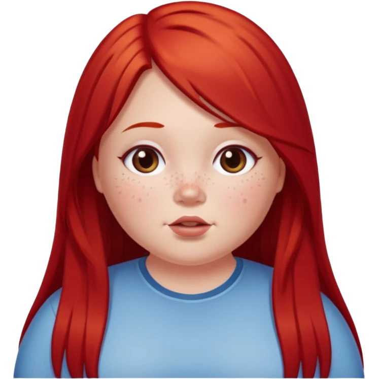 chubby white girl with cherry red long straight hair emoji