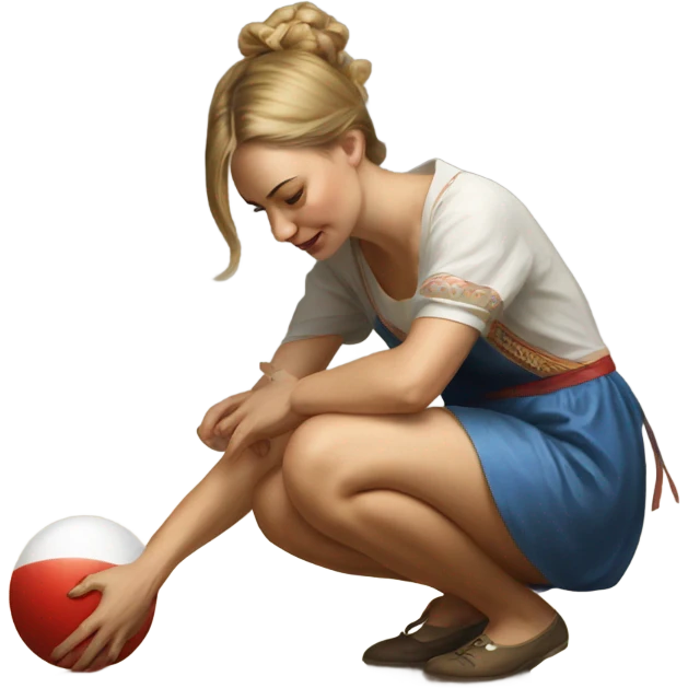 a russian woman painting a ball in the floor  emoji