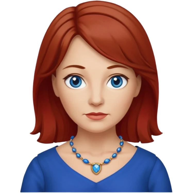 midle   aged female with Scottish red attire and dark blonde hair and blue eyes emoji