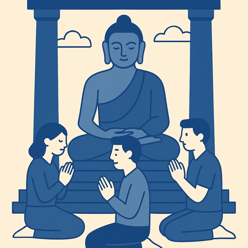 people praying in a Buddhist temple emoji