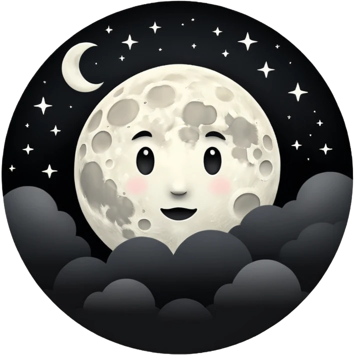  white moon in black sky emoji