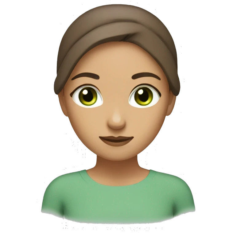 Woman yoga facial brown hair and green eyes emoji