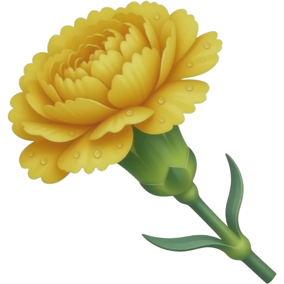 yellow carnation flower with leaves emoji