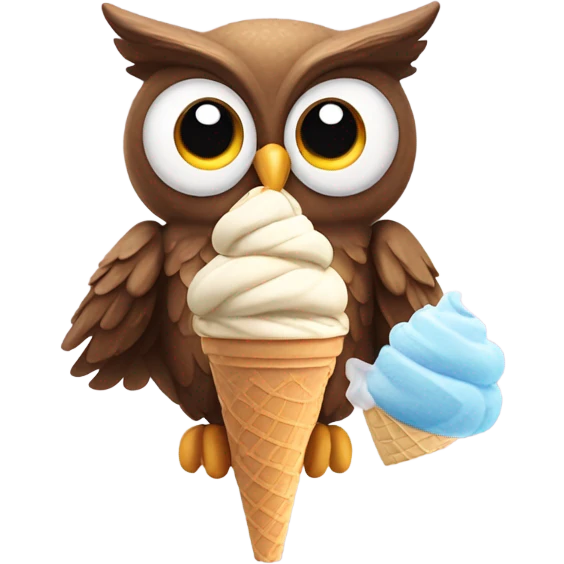 Owl with eat ice cream  emoji
