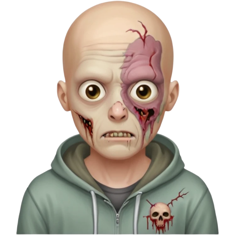 bald zombie with "VOVA MALTSEV" hoodie emoji