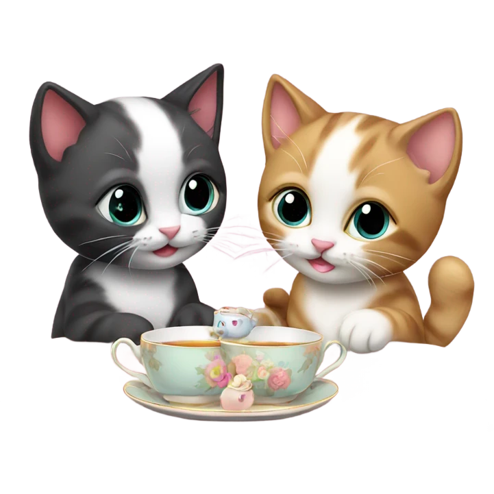 2 kittens having a tea party  emoji