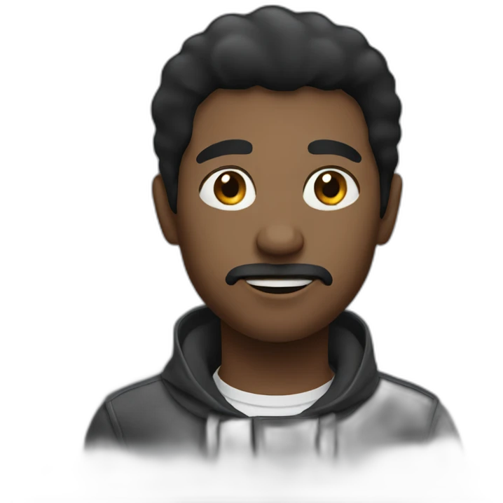 Black hair man hungry emoji
