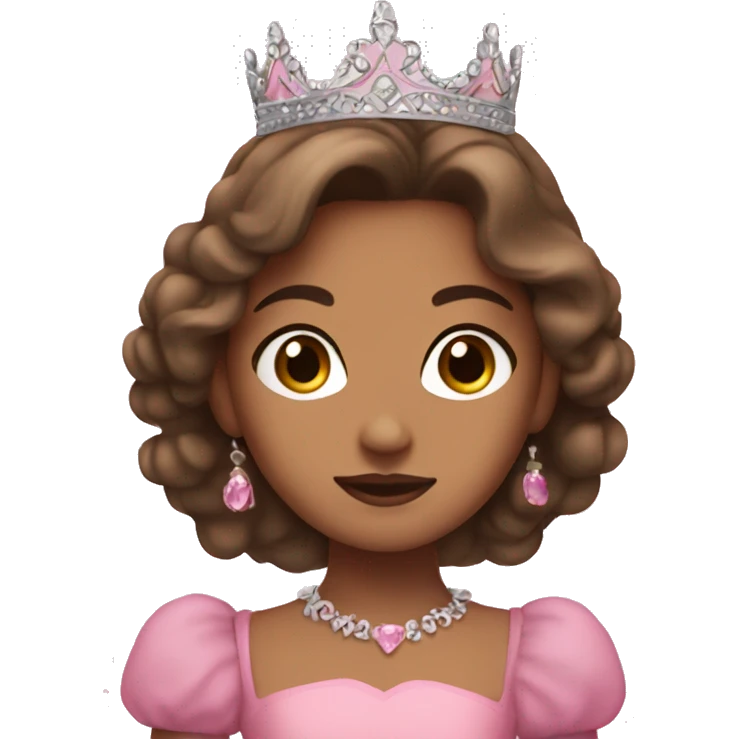 a princess with olive skin, brown hair and eyes, and a pink dress emoji