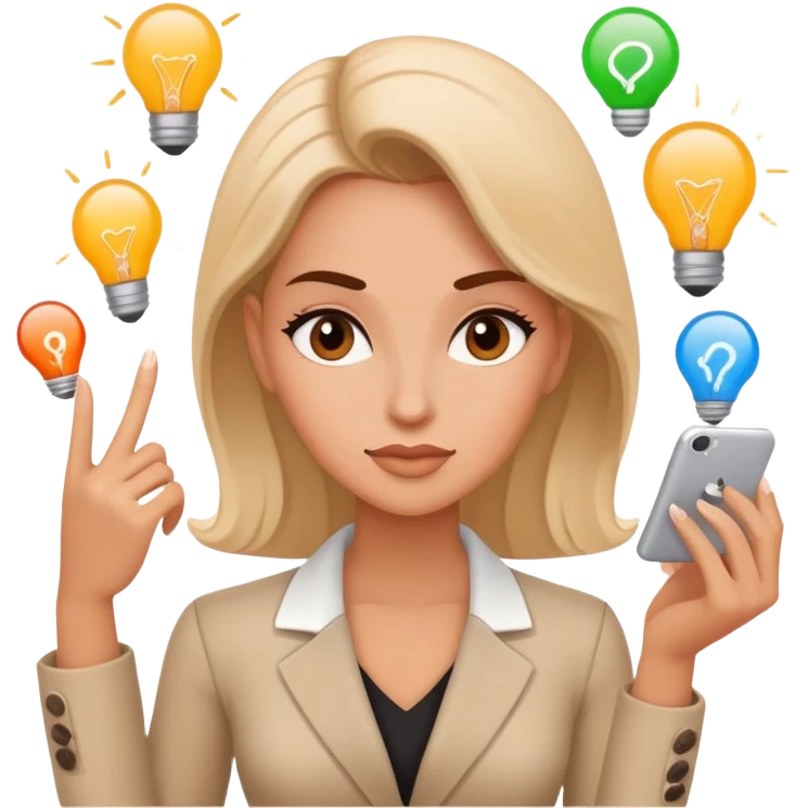 female entrepreneur brainstorm new idaes emoji