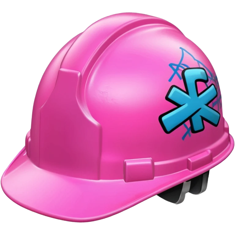pink hard hat with graffity "</3" emoji