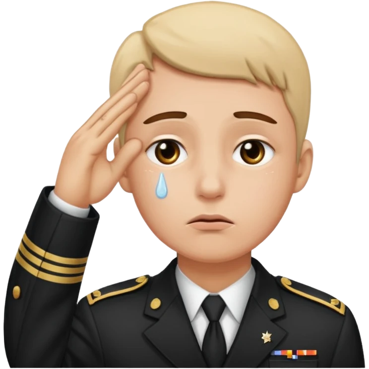 Salute with tear coming out eye emoji