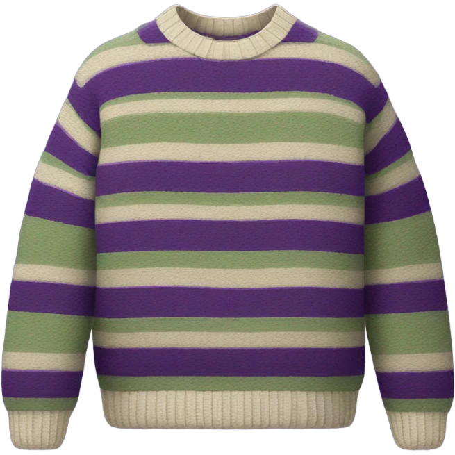 Sage and purple striped cropped oversize wool sweater, isolated emoji