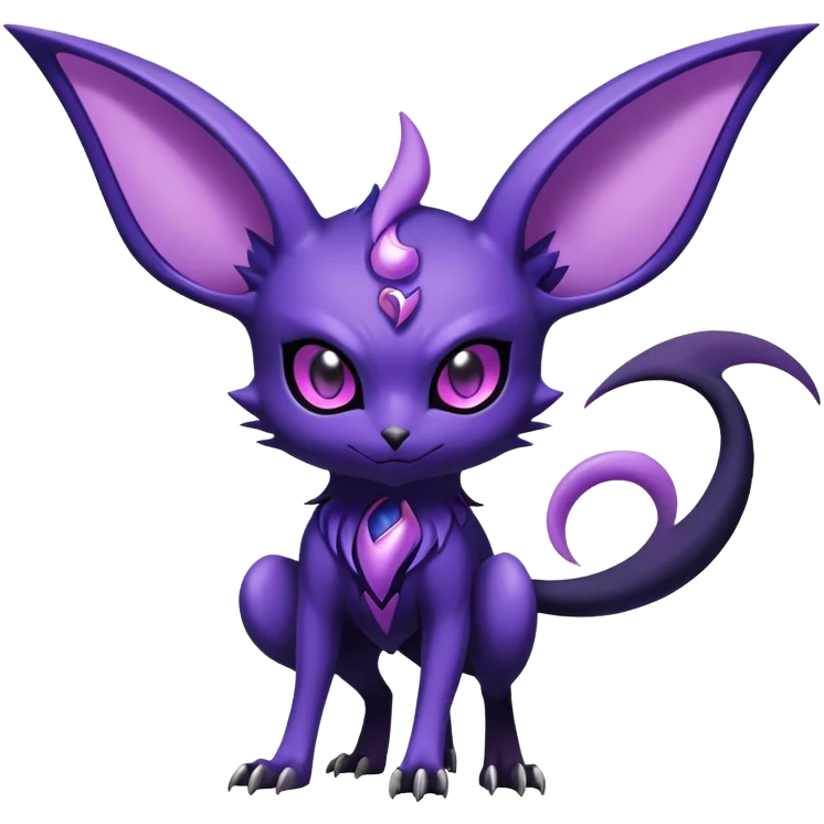 Shiny Exotic Badass Mysterious Gothic Noibat-Espeon-Pokémon-Fakémon-hybrid-creature (full body) emoji