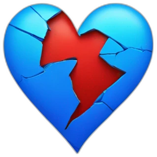 Broken red blue heart emoji