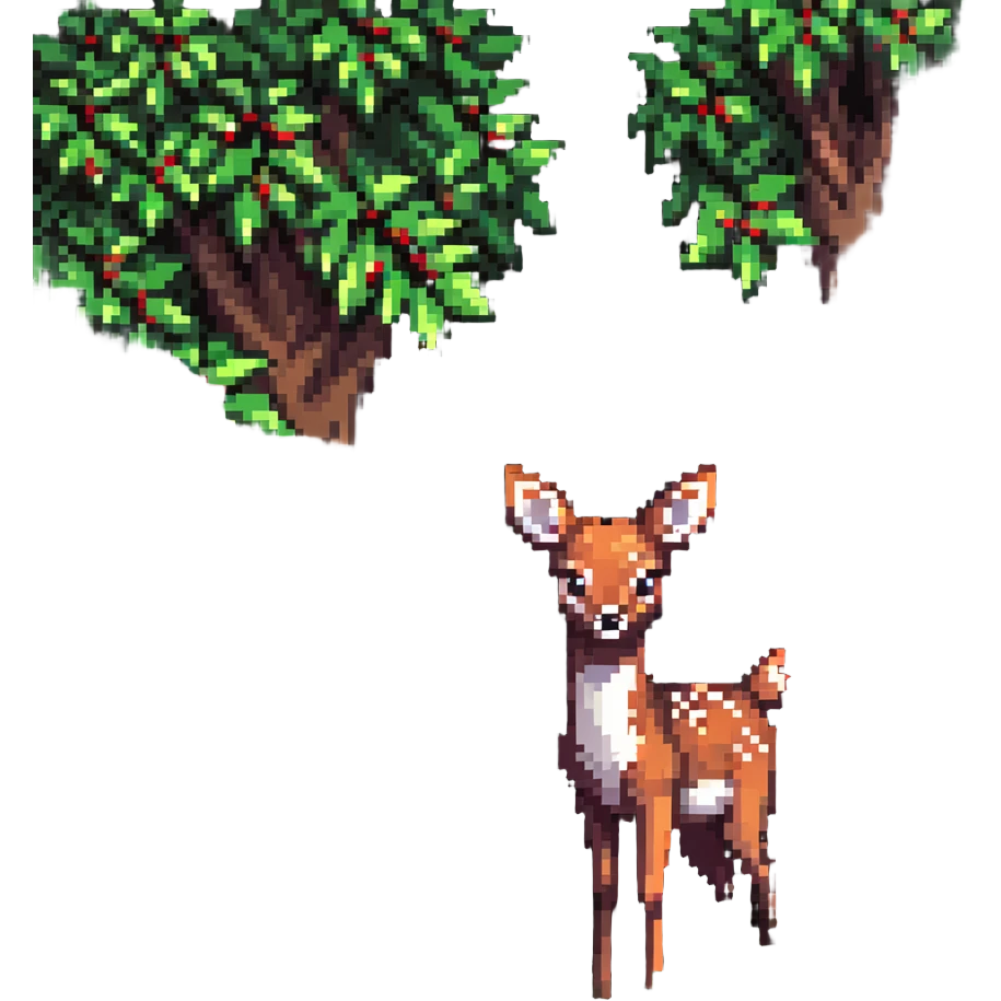 deer peeking from behind a bush emoji
