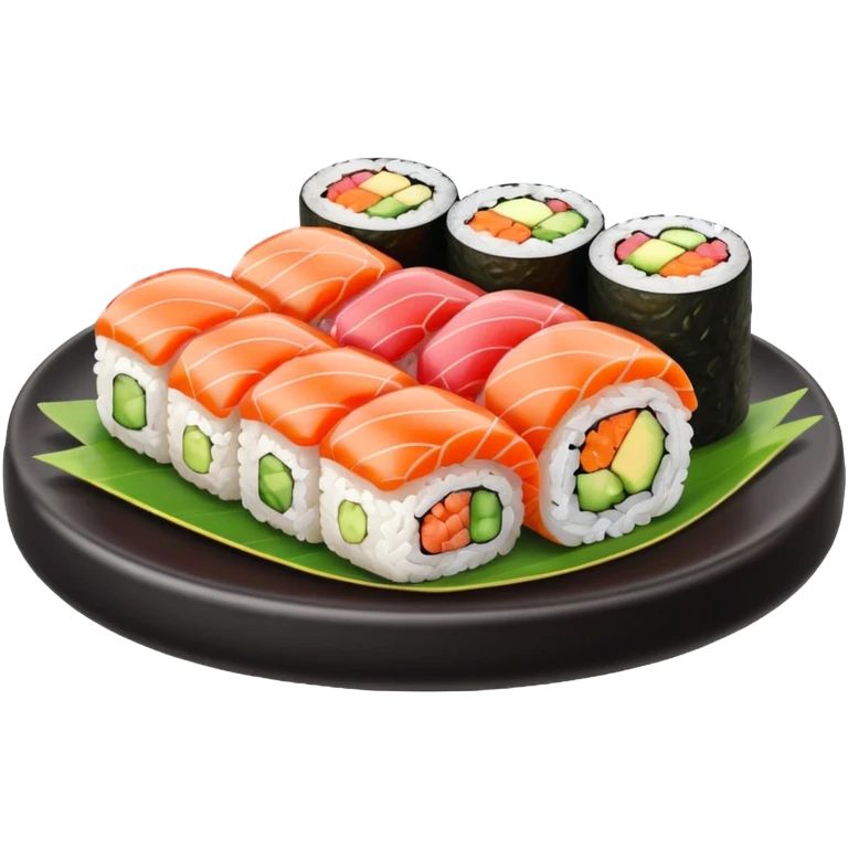 Sushi rolls rice outside restaurant plate emoji