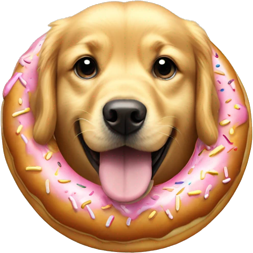 golden retriever dog being turned into a donut  emoji