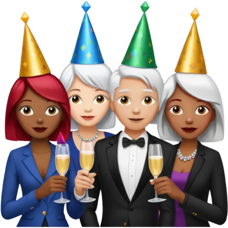 alright, but make the one in the middle light skin (caucasic) with white hear. The one on the left be redheaded (caucasic) and the one on the right be african emoji