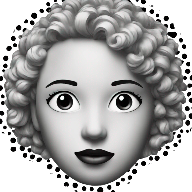 Black and white halftone collage of a face emoji