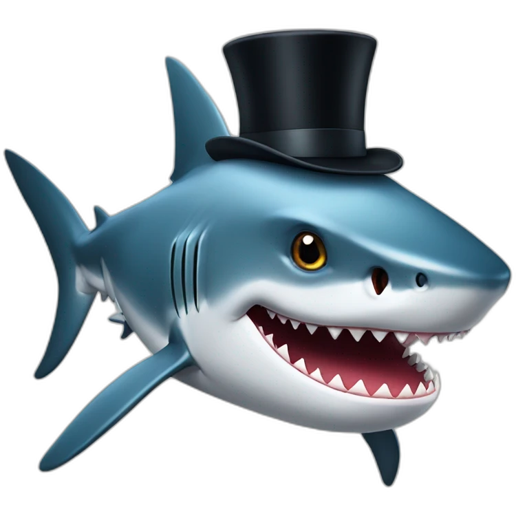 Shark with a top hat emoji