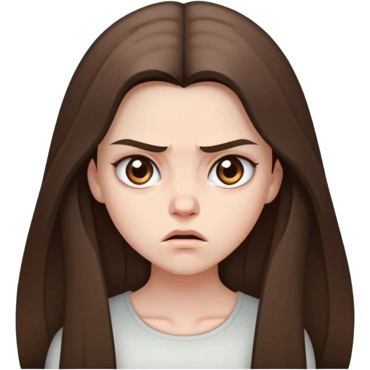  beautiful pale brunette girl with long hair pissed off emoji